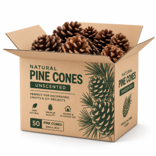 box of pine cones